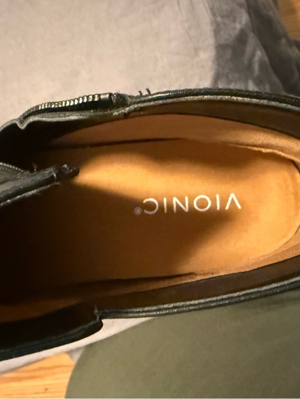 Vionic Black Leather Zip-Detail High-Top Sneaker with White Sole - Picture 3 of 6